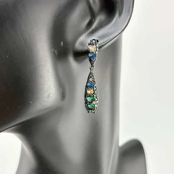 Elegant Multicolor Crystal Drop Earrings ✨ - Picture 3 of 6